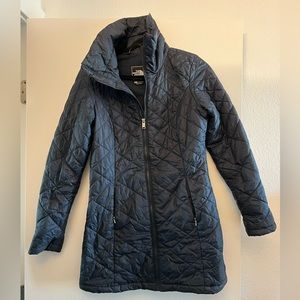 The North Face navy blue down puffer jacket
